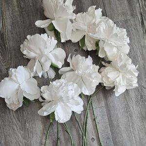 Elegant White Faux Peony Bouquet